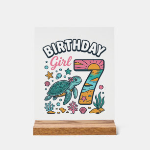 Geburtstags-Girl Meeresschildkröte 7. Geburtstag V Acrylschild