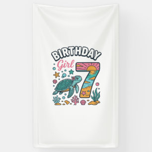 Geburtstags-Girl Meeresschildkröte 7. Geburtstag V Banner
