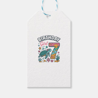 Geburtstags-Girl Meeresschildkröte 7. Geburtstag V Geschenkanhänger