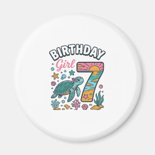 Geburtstags-Girl Meeresschildkröte 7. Geburtstag V Magnet