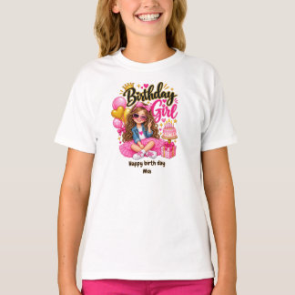 Geburtstags-Girl-T-Shirt Cute Pink & Gold Geburts T-Shirt