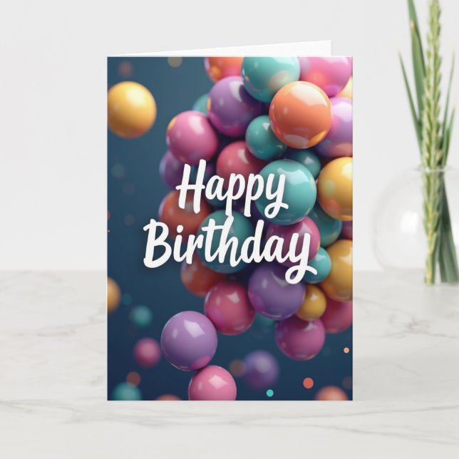 Geburtstags-Glossy-Orbs-Karte Karte (Vorderseite)