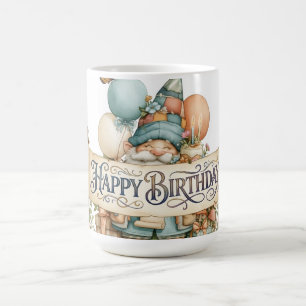 Geburtstags-Gnom-Illustration mit Ballons Kaffeetasse