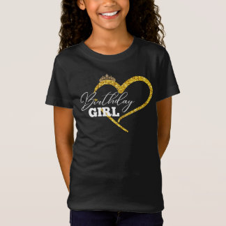 Geburtstags-Gold-Glitter-Herz-Kronen-Design für Mä T-Shirt