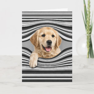 Geburtstags-Golden-Retriever in abstraktem Loch Karte