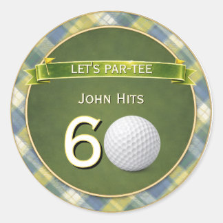 Geburtstags-Golf- / Golf- / Golfer-Thema Runder Aufkleber