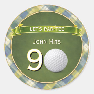Geburtstags-Golf / Golfen / Golfer-Thema Runder Aufkleber