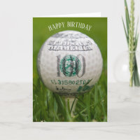 Geburtstags-Golfball mit hundert Dollarschein
