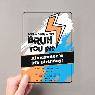 Geburtstags-Graffiti Orange Blau Cool für Bruh Boy Acryleinladungen