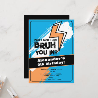 Geburtstags-Graffiti Orange Blau Cool für Bruh Boy Einladung