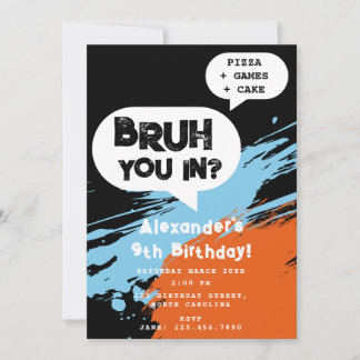 Geburtstags-Graffiti Orange Blau Sprechblase für B Einladung