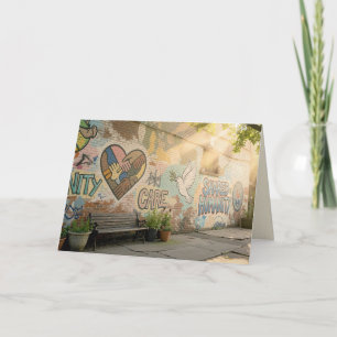 Geburtstags-Grafitto auf Backsteinmauer-Mural für  Karte