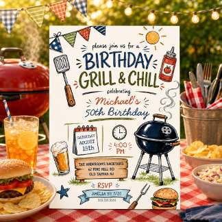 Geburtstags-Grill-&-Chill-BBQ-Einladung Einladung