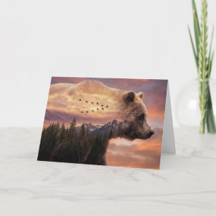 Geburtstags-Grizzlybär und Berge Karte