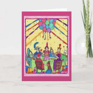 Geburtstags-Gruß-Karte, Kostüme, Hund, Kuchen, Karte