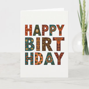 Geburtstags-Grußkarte mit Folk-Lettering Karte