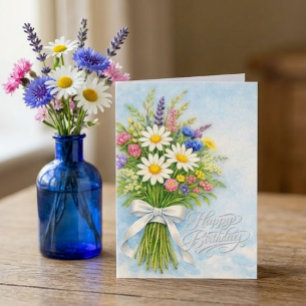 Geburtstags-Grußkarte mit Wildblumenstrauß Karte
