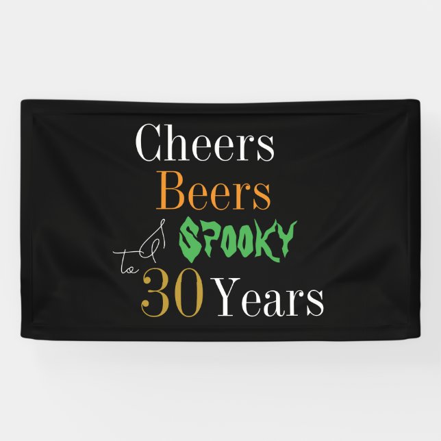 Geburtstags Halloween Bierchen Spooky Party Banner (Horizontal)