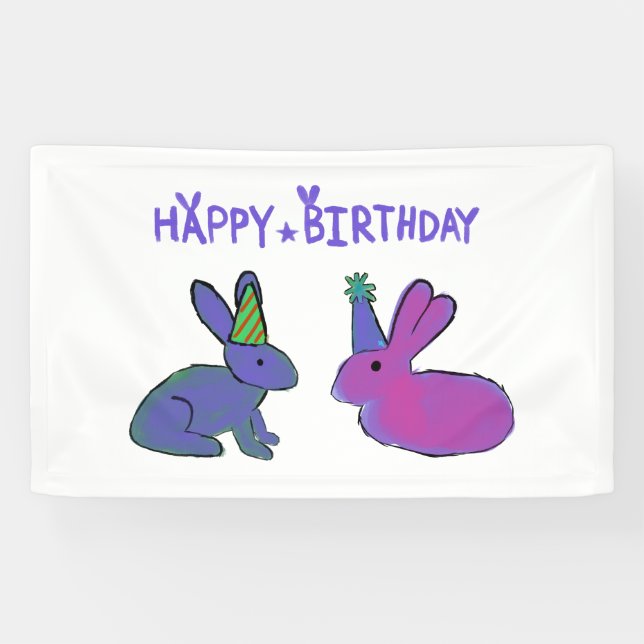 Geburtstags-Häschen Banner (Horizontal)