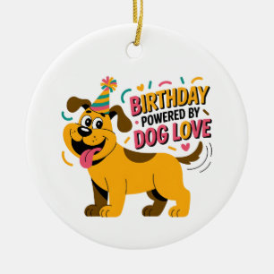 Geburtstags-Hundeliebesparty-Illustration Keramik Ornament
