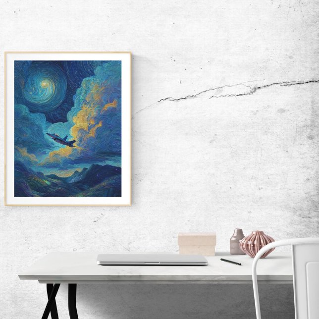 Geburtstags-Jagdflugzeug Wolken Van Gogh  Poster (Von Creator hochgeladen)