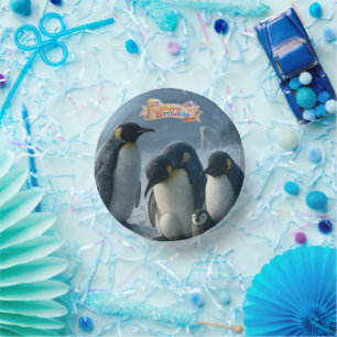 Geburtstags Kaiser Pinguin Familie sieben Papier Pappteller