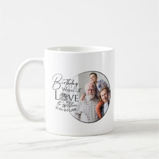 Geburtstags-Kalligrafie-Foto-Design für Schwiegers Kaffeetasse