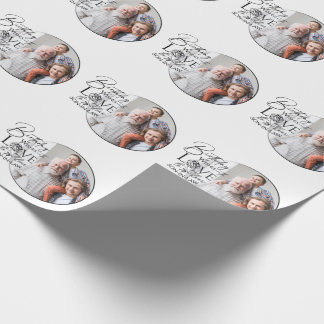 Geburtstags-Kalligrafie-Fotodesign für den Schwieg Geschenkpapier