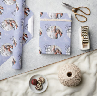 Geburtstags-Kalligrafie-Fotodesign für den Schwieg Geschenkpapier