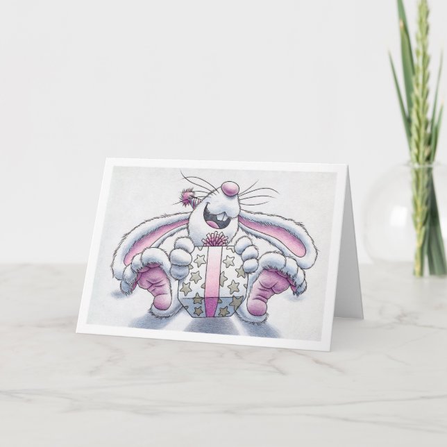 Geburtstags-Kaninchen Karte (Vorderseite)