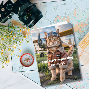 Geburtstags-Katz-Pilot-Foto & Flugzeug Lustige Luf Karte