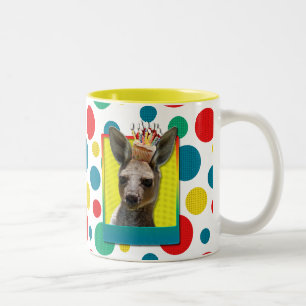 Geburtstags-kleiner Kuchen - Känguru Zweifarbige Tasse