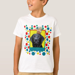 Geburtstags-kleiner Kuchen - Labrador - Schwarzes T-Shirt