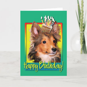 Geburtstags-kleiner Kuchen - Sheltie Welpe - Karte