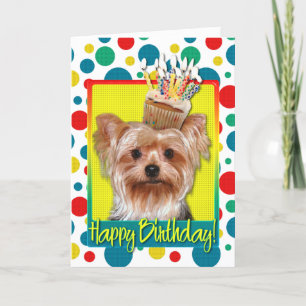 Geburtstags-kleiner Kuchen - Yorkshire Terrier Karte