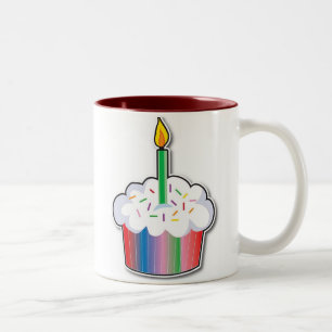 Geburtstags-kleiner Kuchen Zweifarbige Tasse