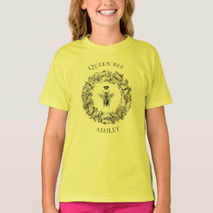 Geburtstags-Königin-Biene-Schmetterlings-Kranz-Nam T-Shirt