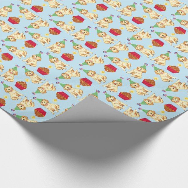 Geburtstags-Kuchen-golden retriever Geschenkpapier (Ecke)