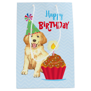 Geburtstags-Kuchen-golden retriever Mittlere Geschenktüte