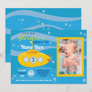 Geburtstags-laden Unterwasserschwimmen-Party-Foto Einladung