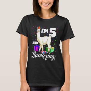 Geburtstags-Lama-Alpaka Ich bin 5 und Llamazing Pa T-Shirt