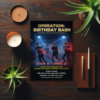 Geburtstags-Lasertag-Operation Bash Einladung