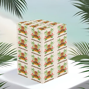 Geburtstags-Luau-Tiki-Bar-Name Vintage Hawaiian Pa Geschenkpapier