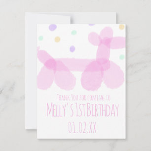 Geburtstags-Luftballontiere Rosa Pastell-Party RSVP Karte