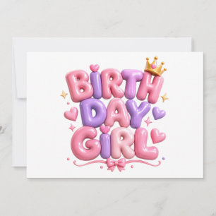 Geburtstags Mädchen Ballon Buchstaben PNG Süße r Einladung