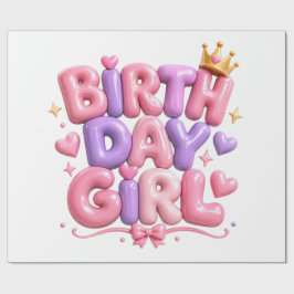 Geburtstags Mädchen Ballon Buchstaben PNG | Süße r Geschenkpapier