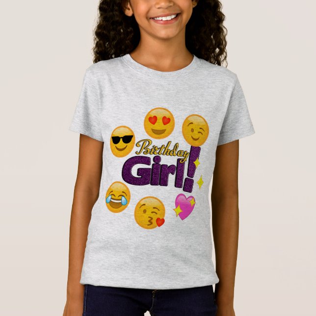 Geburtstags-Mädchen (emojis) T-Shirt (Vorderseite)