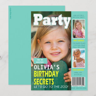 Geburtstags Mädchen Magazin Cover 3 Fotos Party Einladung
