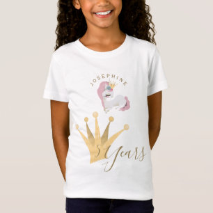 Geburtstags Mädchen süßes Einhorn mit goldener Kro T-Shirt