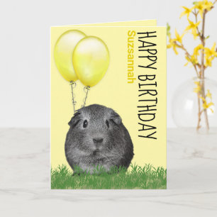 Geburtstags-Meerschweinchen mit gelben Ballons ben Karte